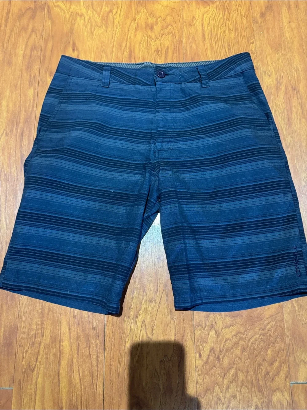 O'Neill Men's Blue  Striped Flat Front Shorts
